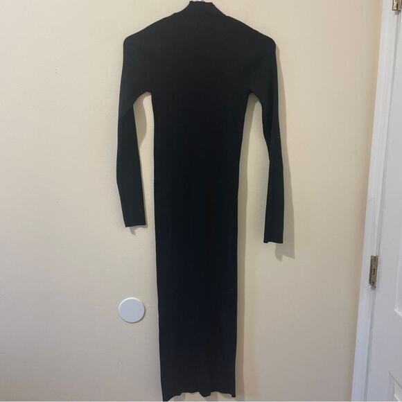 VICI Newtown Long Sleeve Ribbed Black Mock Neck Midi Sweater Dress Size Small - Picture 8 of 10